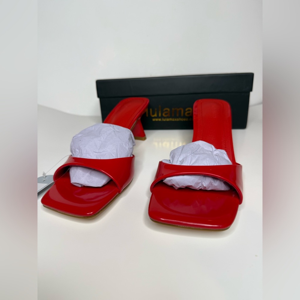 Red Kitten Heels Mule